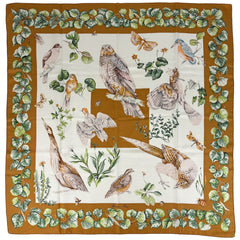 エルメス カレ90 アウトドアライフ フクロウ スカーフ シルク マルチカラー レディース ブランドバッグ・小物 中古 brbag