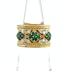 YANES ヤーネス エメラルド デザインリング YG イエローゴールド 指輪 メレダイヤ リング 13号 750 エメラルド ダイヤモンド レディース ブランドジュエリー 【中古】brjwl