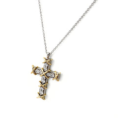 ティファニー ジャン シュランバージェ 10P クロス ネックレス プラチナ YG イエローゴールド ペンダント ネックレス Pt950 750 ダイヤモンド レディース ブランドジュエリー 【中古】brjwl