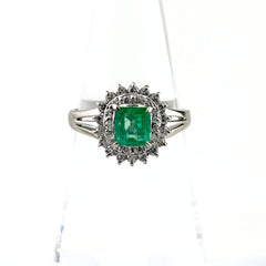 エメラルド デザインリング リング 12号 Pt900 エメラルド ダイヤモンド レディース ノンブランドジュエリー 【中古】nbjwl