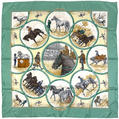 エルメス カレ 90 Auteuil en Mai オートュイユの5月 スカーフ シルク グリーン マルチカラー レディース ブランドバッグ・小物 【中古】brbag