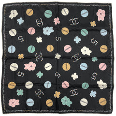 シャネル ロゴ スカーフ カメリア ココマーク スカーフ シルク ブラック マルチカラー レディース ブランドバッグ・小物 【中古】brbag