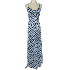 バーバリー キャミソール ワンピース サイドスリット レイヤード ワンピース スカート シルク ブルー レディース ブランドアパレル 【中古】brapp