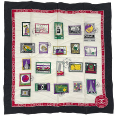 シャネル ココマーク スカーフ 切手 マトラッセ カメリア スカーフ シルク ホワイト マルチカラー レディース ブランドバッグ・小物 【中古】brbag