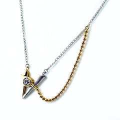 ダイヤモンド デザインネックレス ネックレス Pt850 K18 ダイヤモンド レディース ノンブランドジュエリー 【中古】nbjwl