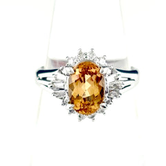 トパーズ デザインリング リング 8号 Pt900 トパーズ ダイヤモンド レディース ノンブランドジュエリー 【中古】nbjwl