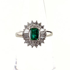 エメラルド リング 12号 Pt900 エメラルド ダイヤモンド レディース ノンブランドジュエリー 【中古】nbjwl