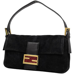 フェンディ ズッカロゴ マンマバゲット ハンドバッグ ワンショルダー 肩掛け ショルダーバッグ スエード ブラック 26424 レディース ブランドバッグ・小物 【中古】brbag