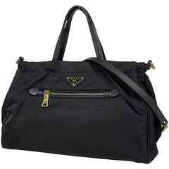 プラダ ロゴプレート トートバッグ 2WAY ショルダーバッグ ハンドバッグ トートバッグ ナイロン ネロ(ブラック) レディース ブランドバッグ・小物 【中古】brbag
