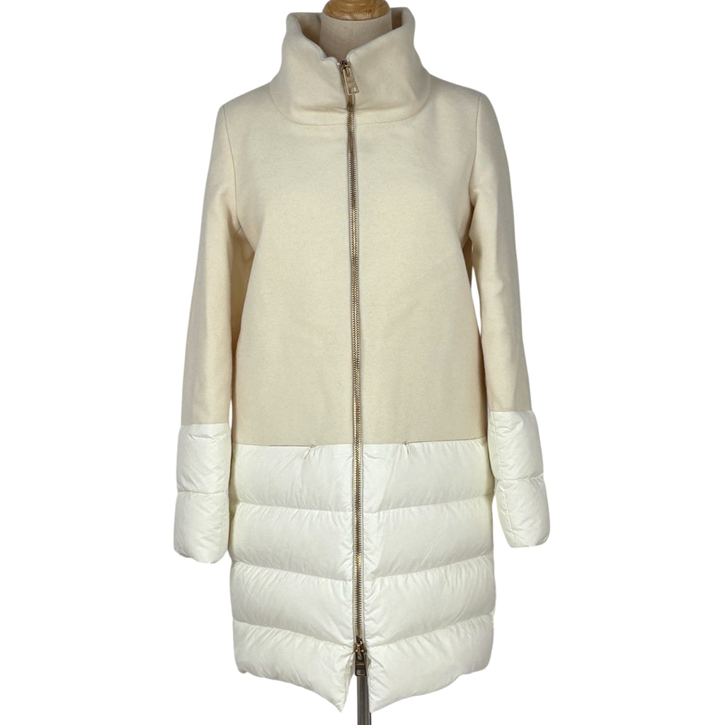 ヘルノ ジップアップ ダウンコート ウール切り替え アウター ダウンコート アイボリー レディース 【中古】brapp