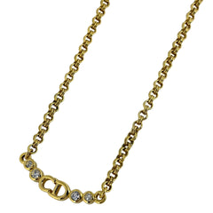 クリスチャンディオール ロゴ ラインストーン ネックレス CD チョーカー ネックレス GP ゴールド レディース ブランドアクセサリー 【中古】bracc