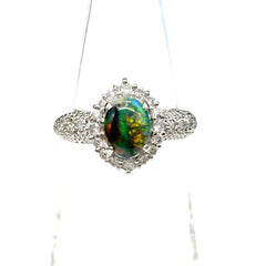 ブラックオパール デザインリング リング 12号 Pt900 ブラックオパール ダイヤモンド レディース ノンブランドジュエリー 【中古】nbjwl