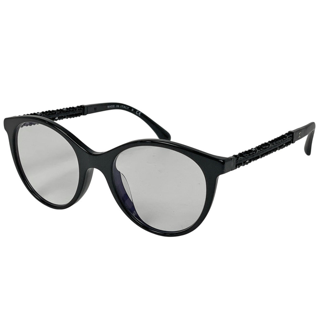 シャネル ココマーク ビーズ メガネ アイウェア 眼鏡 プラスチック ブラック レディース ブランドバッグ・小物 【中古】brbag