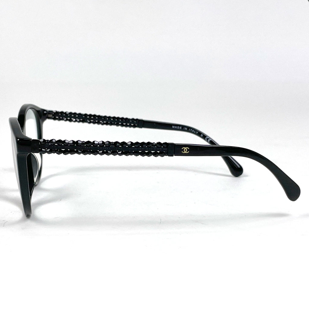 シャネル ココマーク ビーズ メガネ アイウェア 眼鏡 プラスチック ブラック レディース ブランドバッグ・小物 【中古】brbag