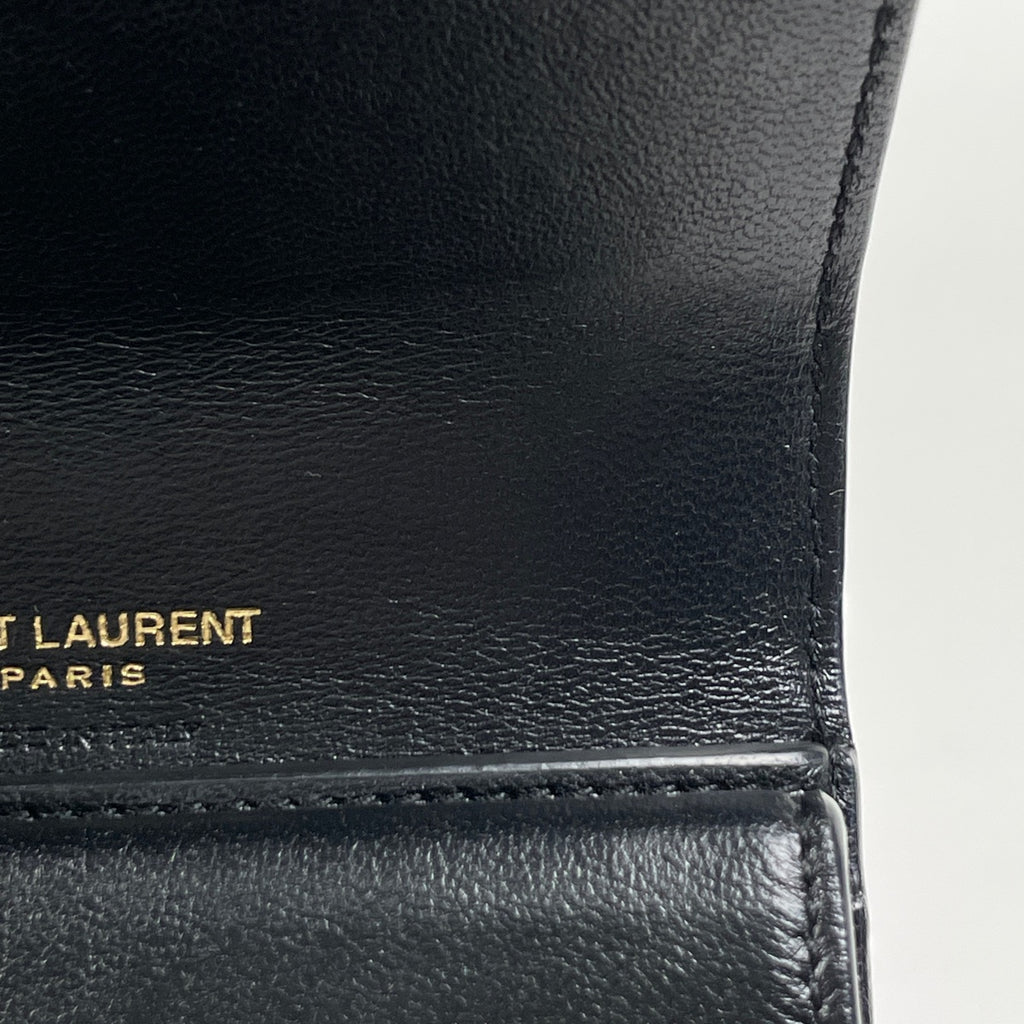 サンローラン ロゴ 三つ折り財布 カサンドラ マルチフォールド ウォレット 三つ折り財布 レザー ブラック 692061 レディース ブランドバッグ・小物 【中古】brbag