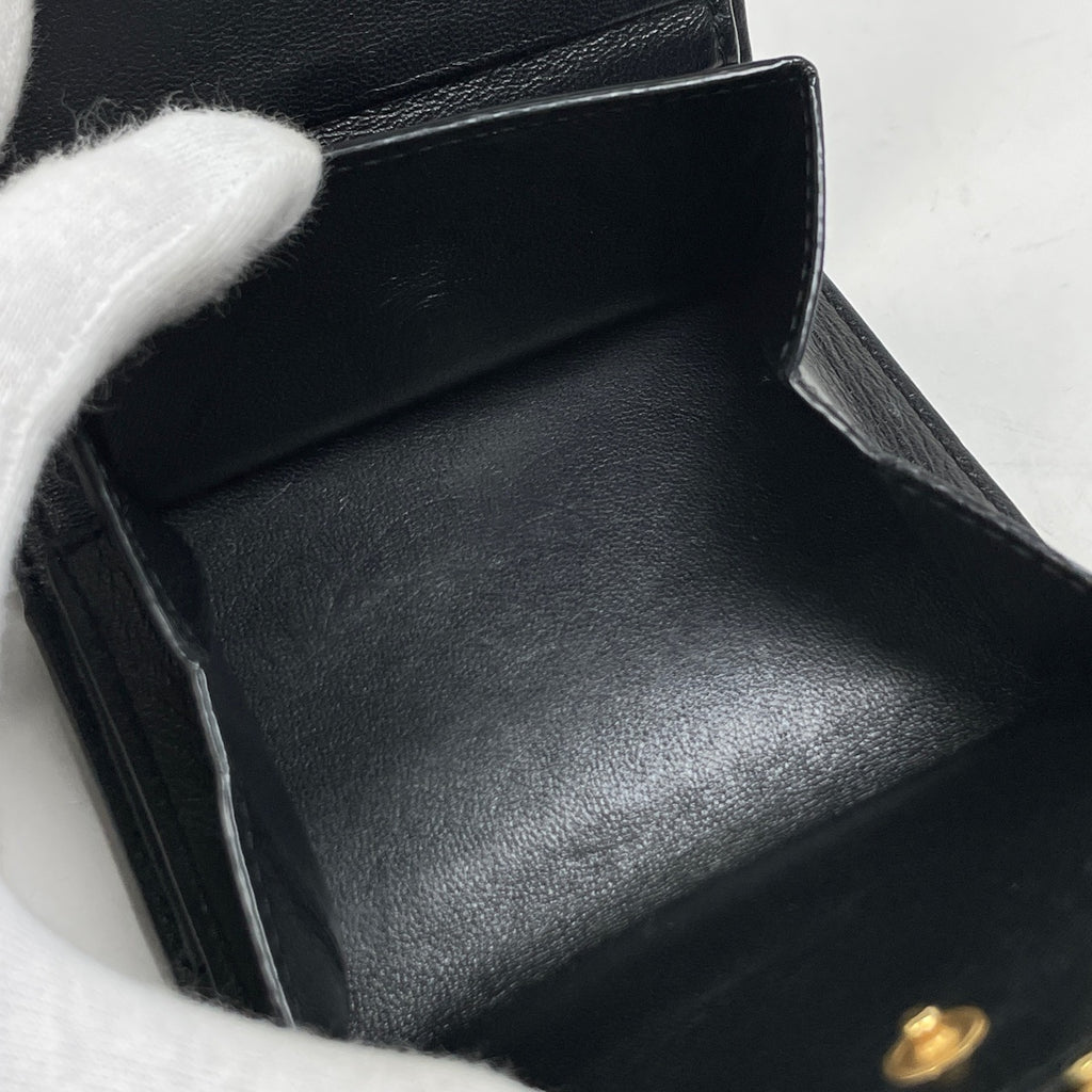 サンローラン ロゴ 三つ折り財布 カサンドラ マルチフォールド ウォレット 三つ折り財布 レザー ブラック 692061 レディース ブランドバッグ・小物 【中古】brbag