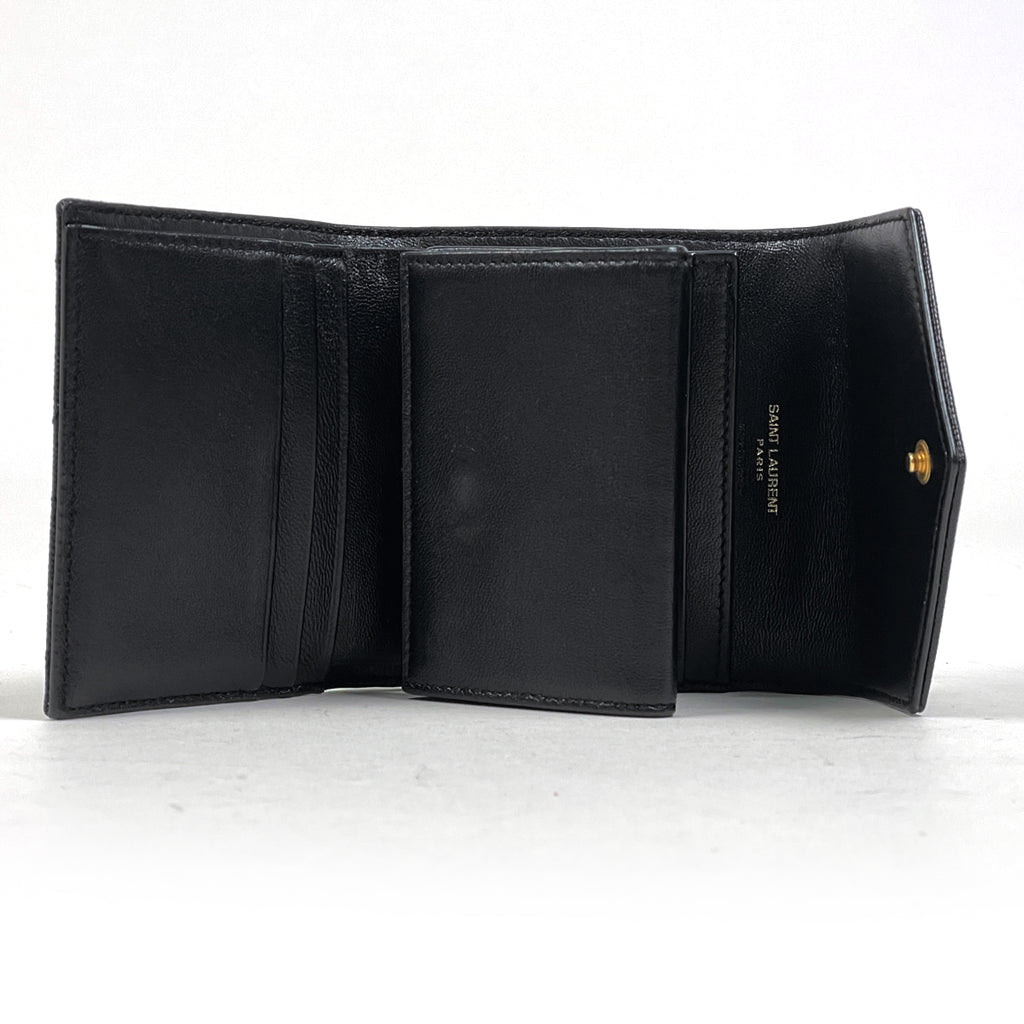 サンローラン ロゴ 三つ折り財布 カサンドラ マルチフォールド ウォレット 三つ折り財布 レザー ブラック 692061 レディース ブランドバッグ・小物 【中古】brbag