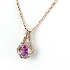 ピンクサファイア デザインリング ネックレス K14 K18 ピンクサファイア レディース ノンブランドジュエリー 【中古】nbjwl