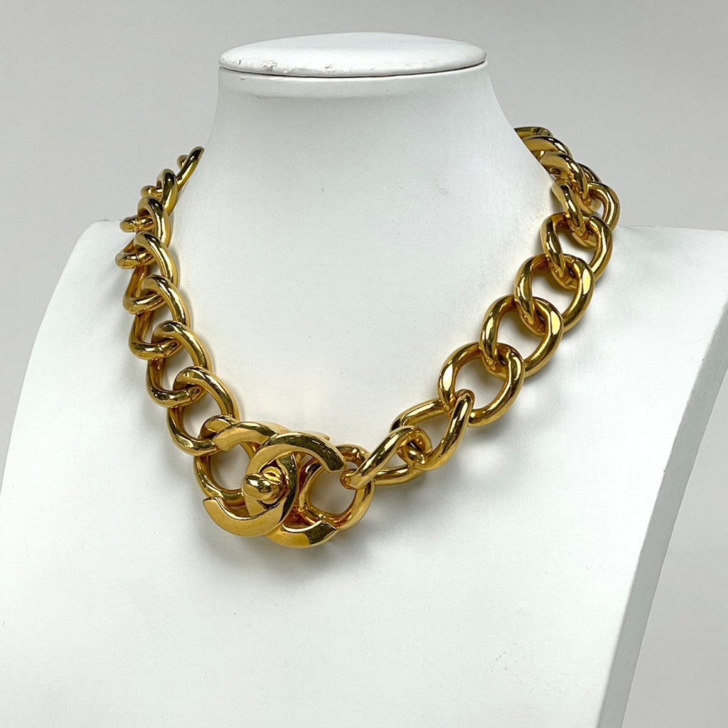シャネル ココマーク チェーン ネックレス チョーカー ターンロック ネックレス GP ゴールド レディース ブランドアクセサリー 【中古】bracc