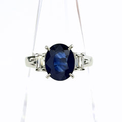 サファイア デザインリング プラチナ 指輪 メレダイヤ リング 12号 Pt900 サファイア ダイヤモンド レディース ノンブランドジュエリー 【中古】nbjwl