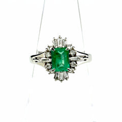 エメラルド デザインリング リング 11.5号 Pt900 エメラルド ダイヤモンド レディース ノンブランドジュエリー 【中古】nbjwl