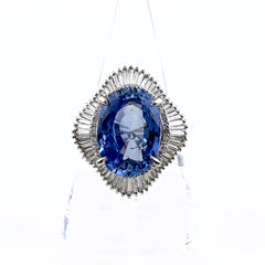 サファイア デザインリング プラチナ メレダイヤ 指輪 リング 22号 Pt900 サファイア ダイヤモンド メンズ ノンブランドジュエリー 【中古】nbjwl