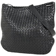 ボッテガヴェネタ イントレチャート ショルダーバッグ 斜め掛け ショルダーバッグ レザー ブラック レディース ブランドバッグ・小物 【中古】brbag