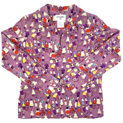 シャネル ココマーク プリント 長袖シャツ 01P ブラウス ジップ トップス 長袖シャツ シルク パープル マルチカラー レディース ブランドアパレル 【中古】brapp