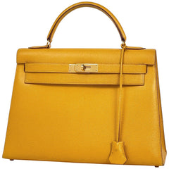 エルメス ケリー32cm 外縫い ハンドバッグ 2way クシュベル ジョーヌ X刻印 レディース ブランドバッグ・小物 中古 brbag