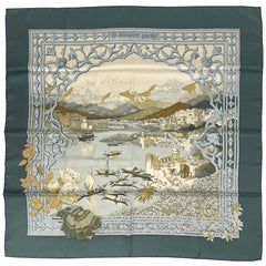 エルメス カレ 90 LE FLEUVE SACRE 聖なる大河 スカーフ シルク グレー マルチカラー レディース ブランドバッグ・小物 【中古】brbag