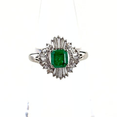 エメラルド デザインリング リング 11号 Pt900 エメラルド ダイヤモンド レディース ノンブランドジュエリー 【中古】nbjwl