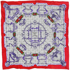 エルメス プチ カレ MORS et Gourmettes 馬銜と鎖 スカーフ シルク レッド マルチカラー レディース ブランドバッグ・小物 【中古】brbag