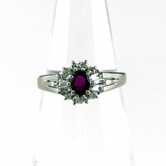 ルビー デザインリング プラチナ メレダイヤ 指輪 リング 10号 Pt900 ルビー ダイヤモンド レディース ノンブランドジュエリー 【中古】nbjwl