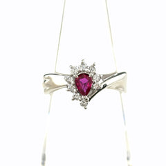 VERITE ルビー デザインリング プラチナ 指輪 メレダイヤ リング 8.5号 Pt900 ルビー ダイヤモンド レディース ブランドジュエリー 【中古】brjwl