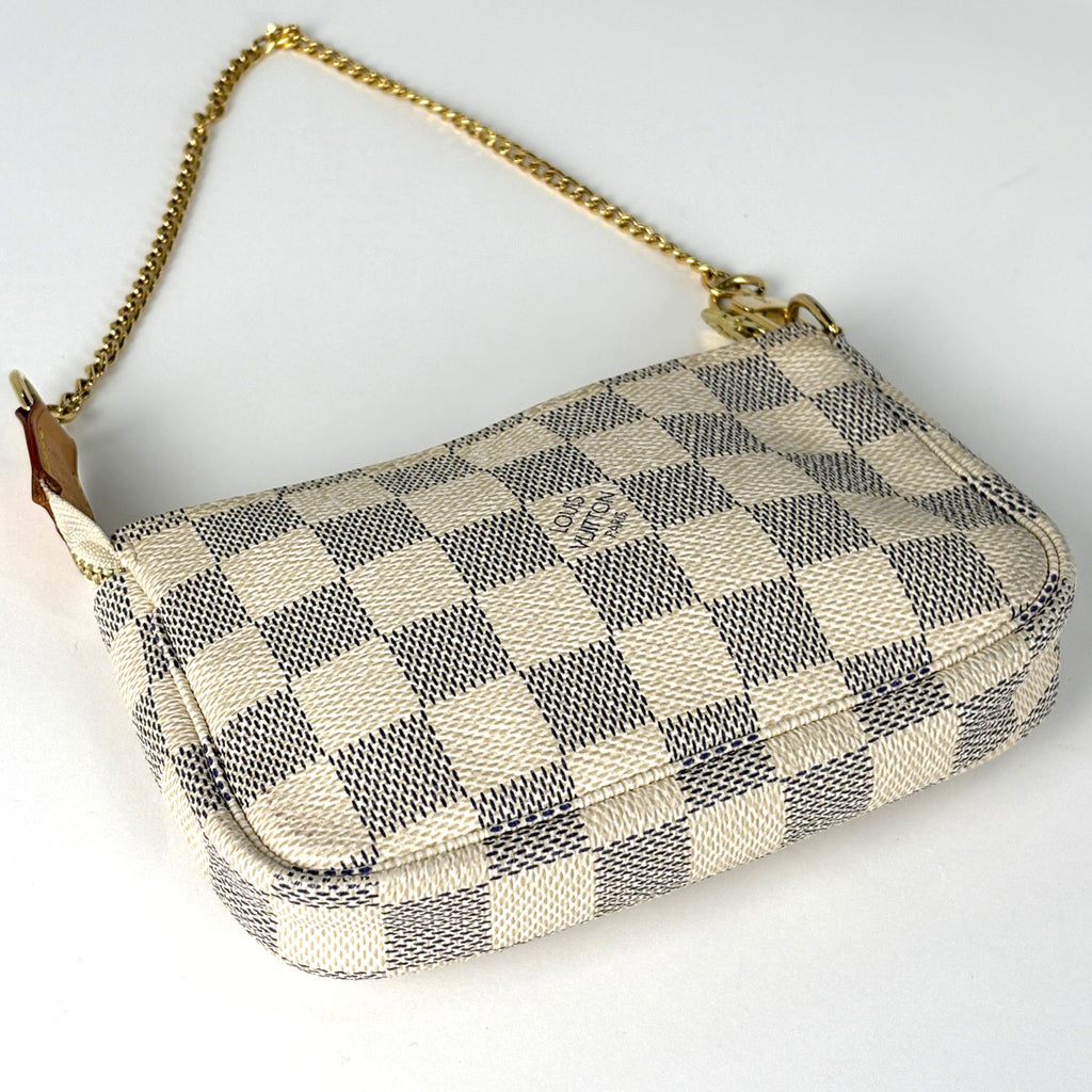 ルイ・ヴィトン ミニ ポシェット アクセソワール メイク コスメ アクセサリーポーチ ダミエアズール ホワイト N58010 レディース 【中古】brbag