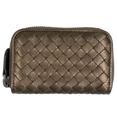 ボッテガヴェネタ イントレチャート コインケース ラウンドファスナー カードケース コインケース レザー メタリックブラウン 114075 レディース ブランドバッグ・小物 【中古】brbag