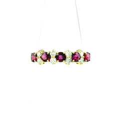 ルビー デザインリング YG イエローゴールド 指輪 メレダイヤ リング 10号 K18 ルビー ダイヤモンド レディース ノンブランドジュエリー 【中古】nbjwl