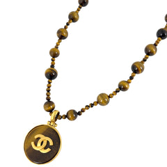 シャネル ココマーク ネックレス ロング タイガーアイ 虎目石 ネックレス GP ゴールド ブラウン レディース ブランドアクセサリー 【中古】bracc