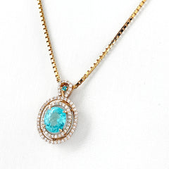 パライバトルマリン デザインネックレス ネックレス K18 ダイヤモンド パライバトルマリン レディース ノンブランドジュエリー 【中古】nbjwl