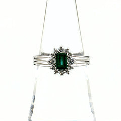 エメラルド デザインリング プラチナ 指輪 メレダイヤ リング 12号 Pt850 エメラルド ダイヤモンド レディース ノンブランドジュエリー 【中古】nbjwl