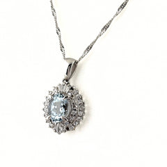 アクアマリン デザインネックレス ネックレス Pt900 Pt850 アクアマリン レディース ノンブランドジュエリー 【中古】nbjwl