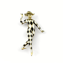 モーブッサン アルルカンモチーフ デザインブローチ YG イエローゴールド 道化師 ブローチ K18 レディース ブランドジュエリー 【中古】brjwl