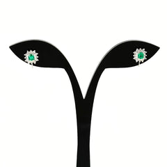 エメラルド デザインイヤリング プラチナ メレダイヤ イヤリング Pt900 エメラルド ダイヤモンド レディース ノンブランドジュエリー 【中古】nbjwl