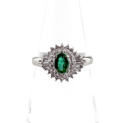 エメラルド デザインリング リング 11号 Pt850 エメラルド ダイヤモンド レディース ノンブランドジュエリー 【中古】nbjwl