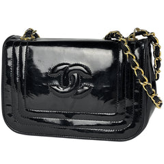 シャネル ココマーク チェーン ショルダーバッグ エナメル ショルダーバッグ パテントレザー ブラック レディース ブランドバッグ・小物 【中古】brbag
