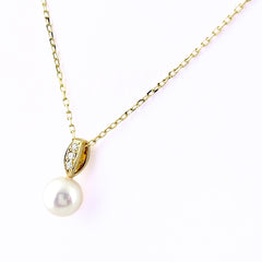 ミキモト パール ネックレス ネックレス K18 パール ダイヤモンド レディース ブランドジュエリー 【中古】brjwl