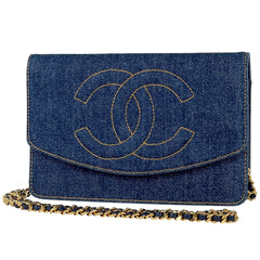シャネル ココマーク デニム チェーンウォレット ショルダーバッグ 斜め掛け ショルダーバッグ デニム ブルー レディース ブランドバッグ・小物 【中古】brbag