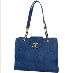 シャネル ココマーク チェーン トートバッグ ショルダーバッグ スーパーモデル トートバッグ デニム ブルー レディース ブランドバッグ・小物 【中古】brbag
