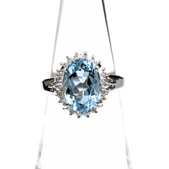 アクアマリン デザインリング リング 11号 Pt900 アクアマリン ダイヤモンド レディース ノンブランドジュエリー 【中古】nbjwl