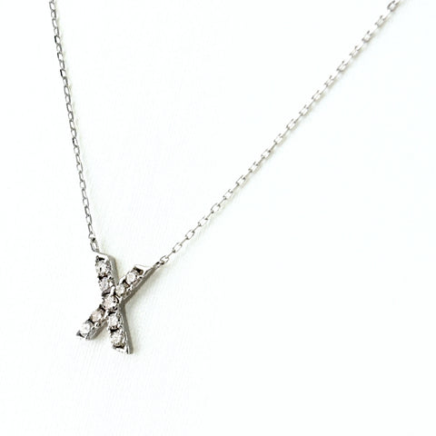 クロスモチーフ デザインネックレス ネックレス K18 WG ダイヤモンド